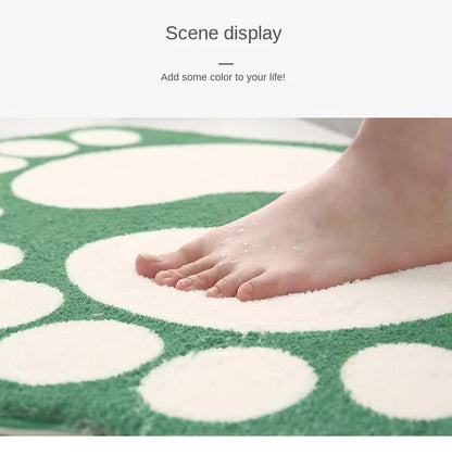 2 Pcs Blue And White Foot-Shaped Plush Bath Mat - Non-Slip Absorbent Bathroom Rug for Bedroom and Doorway (50x80cm)