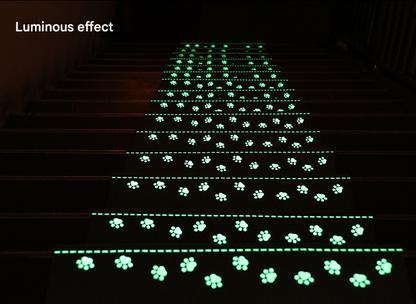 3-Pack Brown Non-Slip Luminous Stair Treads - Self-Adhesive Pet Paw Print Stair Mats 55x22x4.5cm